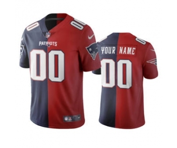 Men's Patriots Custom Navy Red Football Vapor Limited Two Tone Jersey