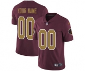 Youth Washington Redskins Customized Burgundy Red Gold Number Alternate 80TH Anniversary Custom Football Jersey