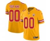 Men's Kansas City Chiefs Customized Gold Stitched Football Limited Inverted Legend Jersey