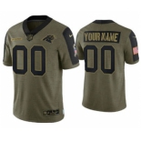 Men's Carolina Panthers ACTIVE PLAYER Custom 2021 Olive Salute To Service Limited Stitched Football Jersey