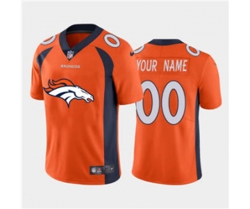 Men's Broncos Custom Orange Football Team Big Logo Fashion Vapor Limited Jersey