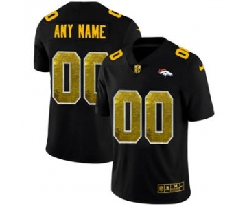 Men's Denver Broncos Custom Black Golden Sequin Vapor Limited Football Jersey