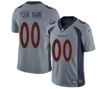 Men's Denver Broncos Customized Gray Stitched Football Limited Inverted Legend Jersey