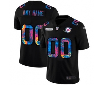 Men's Miami Dolphins Custom Multi-Color Black 2020 Crucial Catch Vapor Untouchable Limited Football Jersey