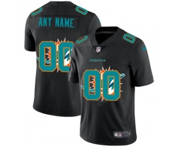 Men's Miami Dolphins Custom Team Logo Dual Overlap Limited Football Jersey Black