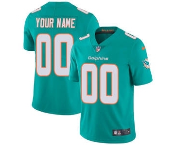 Men's Miami Dolphins Customized Aqua Green Team Color Vapor Untouchable Custom Limited Football Jersey