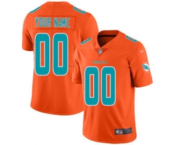 Men's Miami Dolphins Customized Orange Stitched Football Limited Inverted Legend Jersey