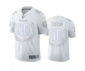 Men's Vikings Custom White Platinum Stitched Olive Branch MVP Edition Limited Jersey