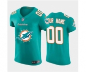 Men's Dolphins Custom Aqua Green Football Team Big Logo Fashion Vapor Elite Jersey