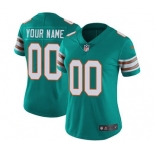 Women's Miami Dolphins Customized Aqua Green Alternate Jersey