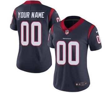 Women's Houston Texans Navy Blue Home Customized Jersey