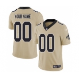 Men's New Orleans Saints Customized Gold Stitched Football Limited Inverted Legend Jersey