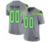 Men's Seattle Seahawks Customized Gray Stitched Football Limited Inverted Legend Jersey