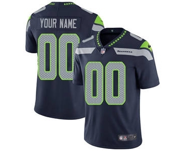 Youth Seattle Seahawks Customized Navy Blue Team Color Custom Football Jersey