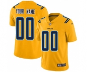 Men's Los Angeles Chargers Customized Gold Stitched Football Limited Inverted Legend Jersey