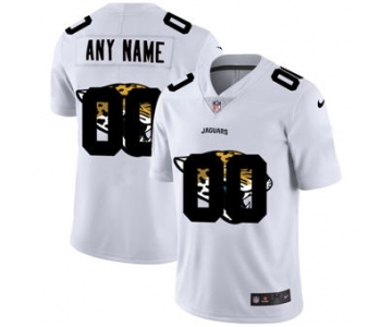 Men's Jacksonville Jaguars Custom White Team Logo Dual Overlap Limited Football Jersey