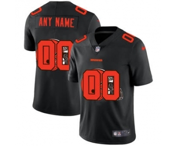 Men's Cleveland Browns Custom Team Logo Dual Overlap Limited Football Jersey Black