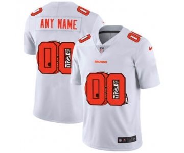 Men's Cleveland Browns Custom White Team Logo Dual Overlap Limited Football Jersey