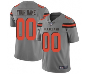 Men's Cleveland Browns Customized Gray Stitched Football Limited Inverted Legend Jersey