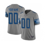 Men's Detroit Lions Customized Gray Stitched Football Limited Inverted Legend Jersey