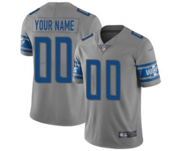 Men's Detroit Lions Customized Gray Stitched Football Limited Inverted Legend Jersey