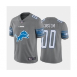 Men's Lions Custom Gray Football Team Big Logo Fashion Vapor Limited Jersey