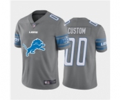 Men's Lions Custom Gray Football Team Big Logo Fashion Vapor Limited Jersey