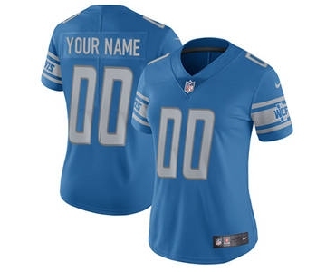 Women's Detroit Lions Blue Home Customized Jersey