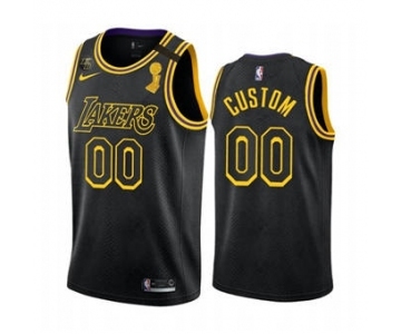 Men's LA Lakers Custom 2020 Finals Champions Black Mamba KB Patch Jersey