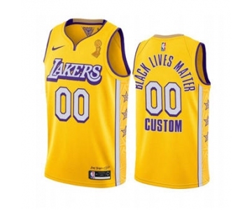 Men's Lakers Custom Gold New City Edition 2020 Finals Champions Jersey Social justice BLM Edition