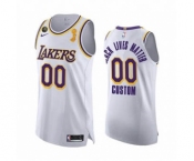 Men's Lakers Custom White Association 2020 Finals Champions KB Patch Jersey BLM Edition