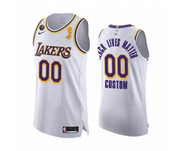 Men's Lakers Custom White Association 2020 Finals Champions KB Patch Jersey BLM Edition