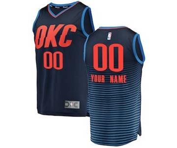 Men's Oklahoma City Thunder Navy Custom Basketball Jersey - Statement Edition