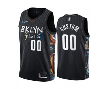 Men's Brooklyn Nets Customized Black City Edition 2020-21 Honor Basquiat Stitched Basketball Jersey