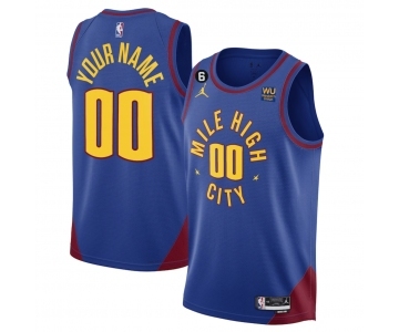 Men's Denver Nuggets Active Player Custom Blue 2022-23 Statement Edition With NO.6 Patch Stitched Jersey