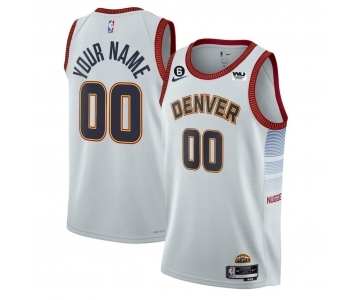 Men's Denver Nuggets Active Player Custom White 2022-23 Icon Edition With NO.6 Patch Stitched Jersey