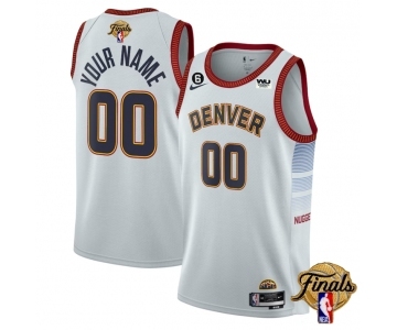 Men's Denver Nuggets Active Player Custom White 2023 Finals Icon Edition Stitched Basketball Jersey