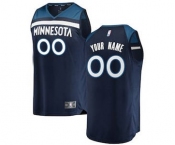 Men's Minnesota Timberwolves Navy Custom Basketball Jersey - Icon Edition