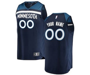 Men's Minnesota Timberwolves Navy Custom Basketball Jersey - Icon Edition