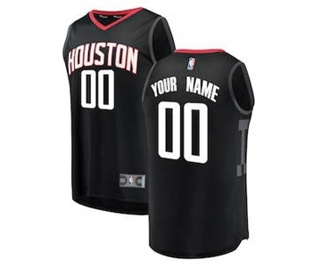 Youth Houston Rockets Black Custom Basketball Jersey - Statement Edition