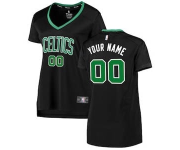 Women's Boston Celtics Black Custom Basketball Jersey