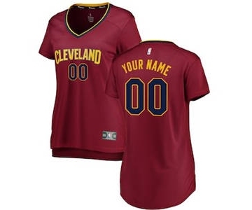 Women's Cleveland Cavaliers Wine Custom Basketball Jersey - Icon Edition