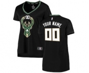 Women's Milwaukee Bucks Black Custom Basketball Jersey