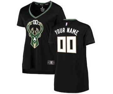 Women's Milwaukee Bucks Black Custom Basketball Jersey