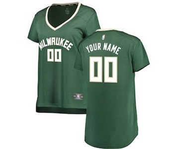 Women's Milwaukee Bucks Green Custom Basketball Jersey - Icon Edition