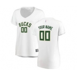 Women's Milwaukee Bucks White Custom Basketball Jersey - Association Edition