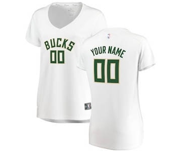 Women's Milwaukee Bucks White Custom Basketball Jersey - Association Edition