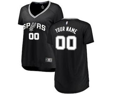 Women's San Antonio Spurs Black Custom Basketball Jersey - Icon Edition