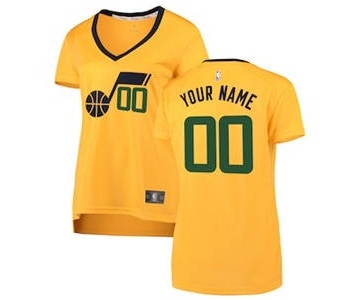 Women's Utah Jazz Yellow Custom Basketball Jersey