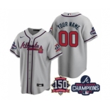 Men's Atlanta Braves Active Player Custom 2021 Grey World Series Champions With 150th Anniversary Cool Base Stitched Jersey